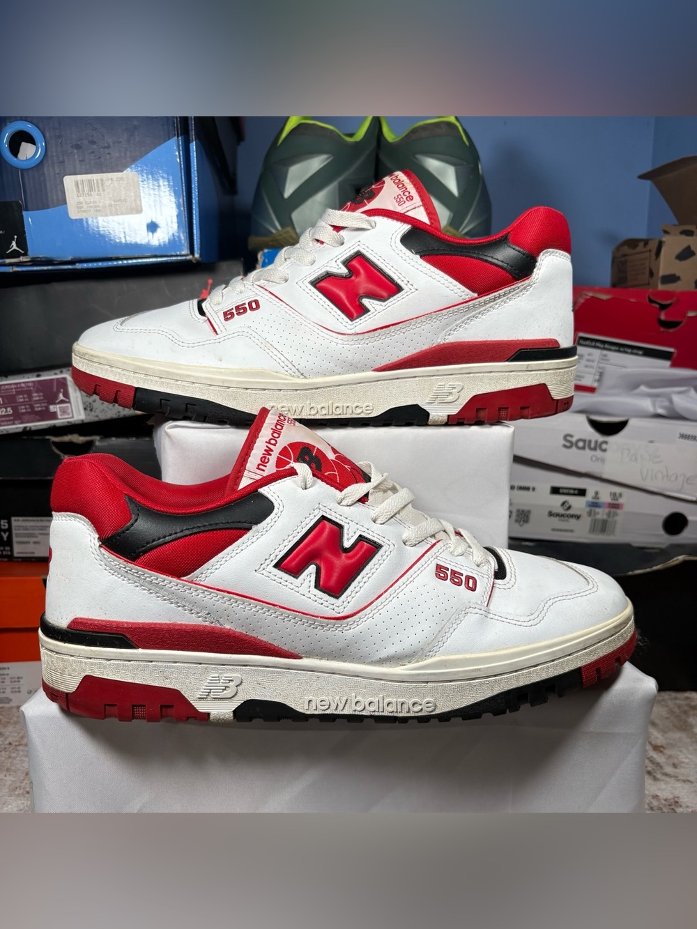 Size 13 - New Balance 550 White Team Red